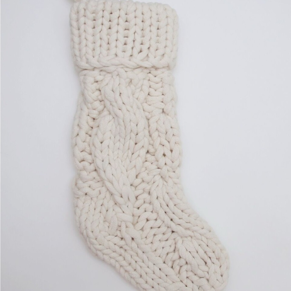 Pottery Barn Ivory Knit Holiday Stocking